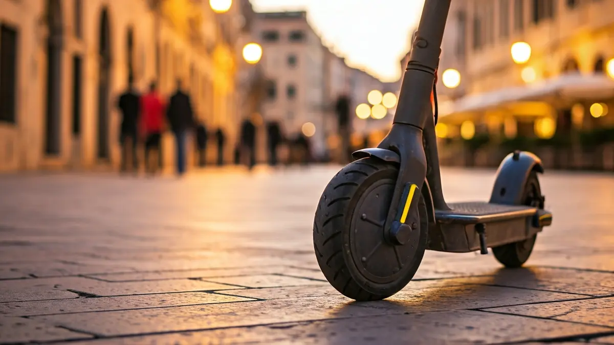 Imagen genérica de un patinete eléctrico en una calle peatonal.