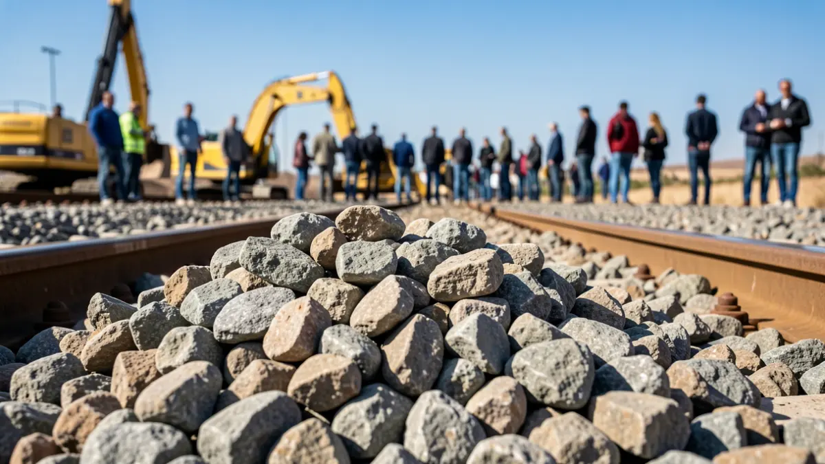 Imagen de balasto para las vías del tren de alta velocidad en Almería.