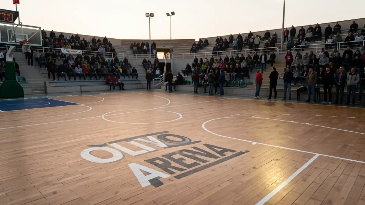 Pista de baloncesto en el Olivo Arena de Jaén.