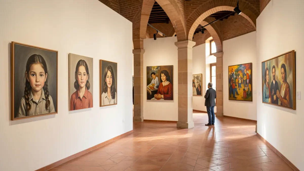 Exposición 'Violeta' en el Centro Botí de Córdoba, mostrando retratos de una hija a lo largo de los años y sus trabajos actuales.